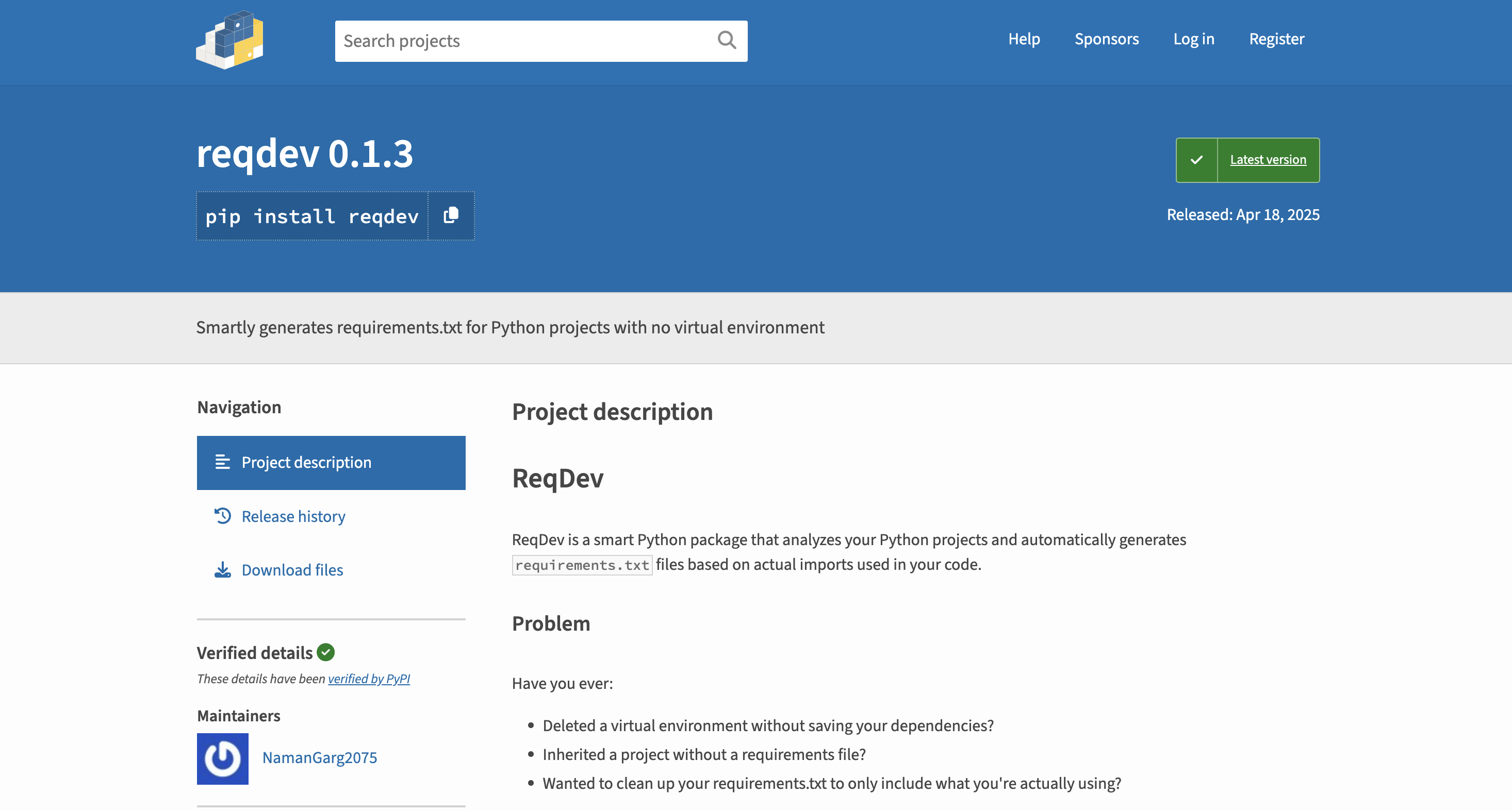 ReqDev - Python Requirements Generator